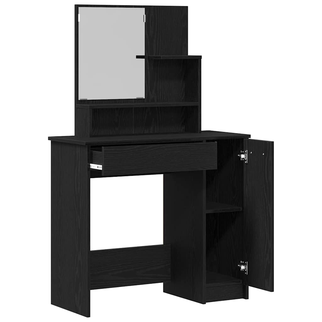 vidaXL Toaletka Czarny Dąb 86,5 x 35 x 136 cm Materiał drewnopochodny