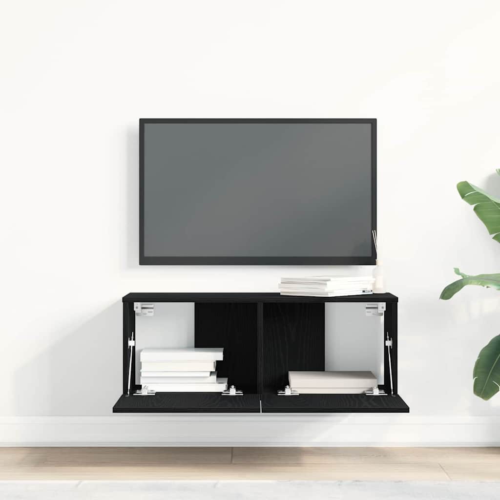 vidaXL Szafka pod telewizor 2 pcs Czarny Dąb 80 x 30 x 30 cm
