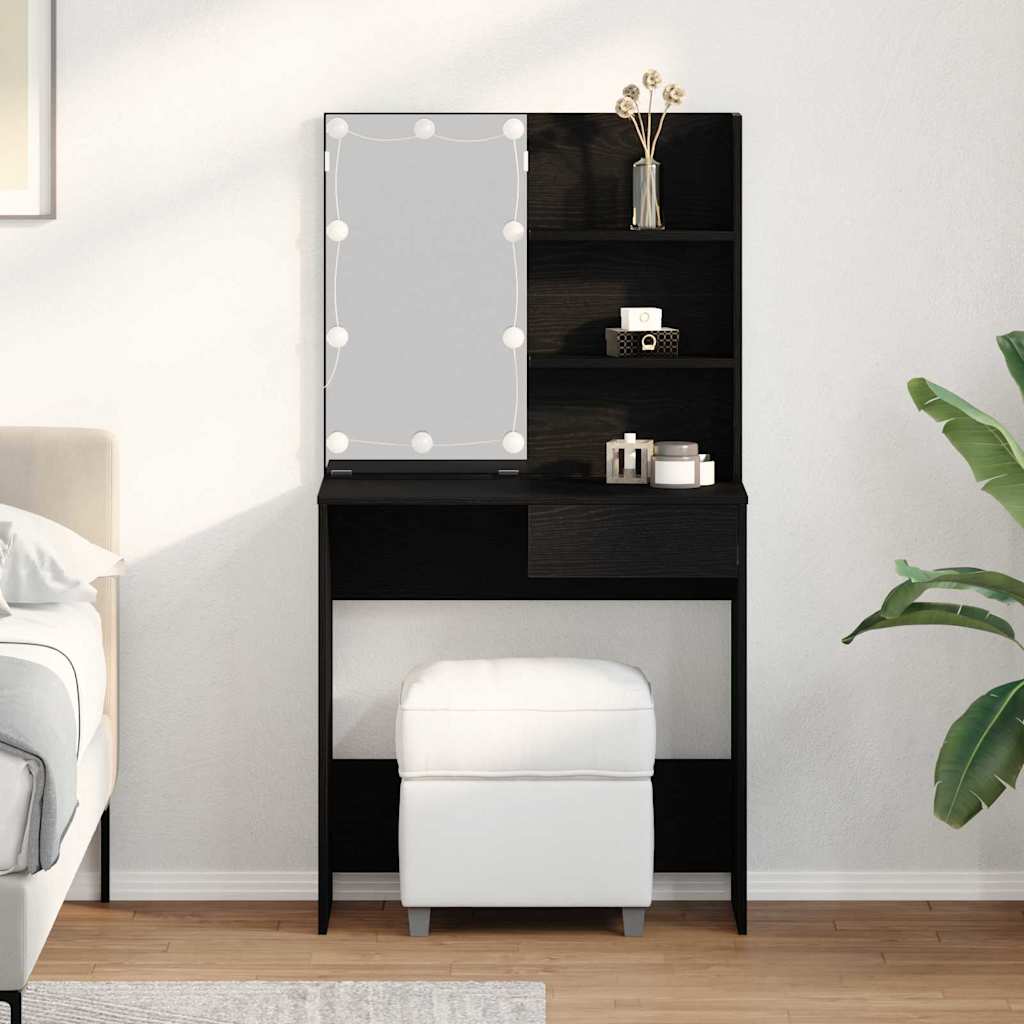 vidaXL Toaletka Czarny Dąb 74,5 x 40 x 141 cm Materiał drewnopochodny