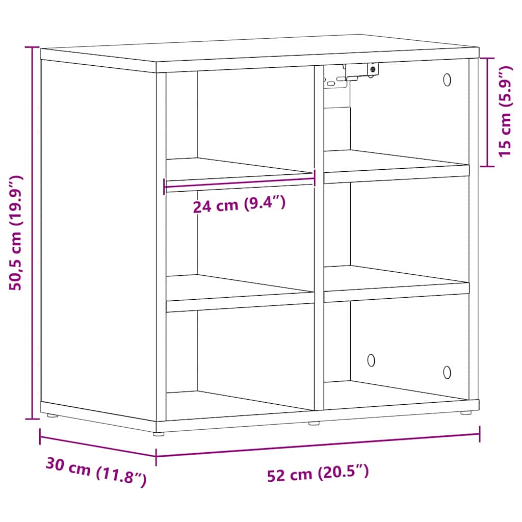 vidaXL Szafka na buty z półką Czarny Dąb 52 x 30 x 50,5 cm