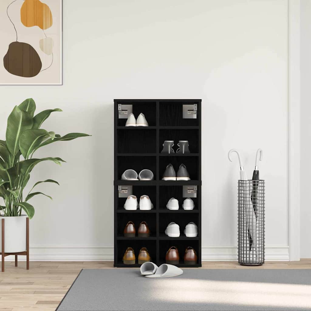 vidaXL Szafka na buty z półką 2 pcs Czarny Dąb 52 x 30 x 50,5 cm
