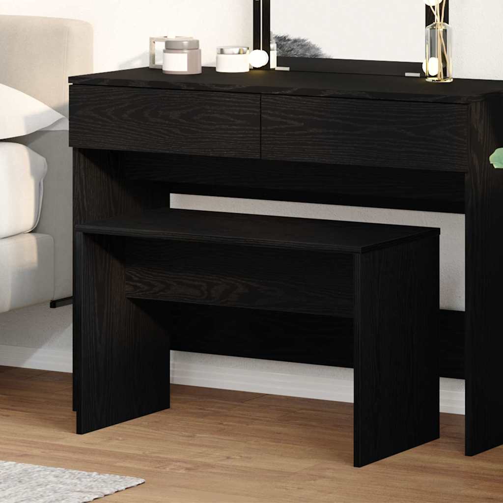 vidaXL Stołek do makijażu Czarny dąb 70 x 35 x 45 cm