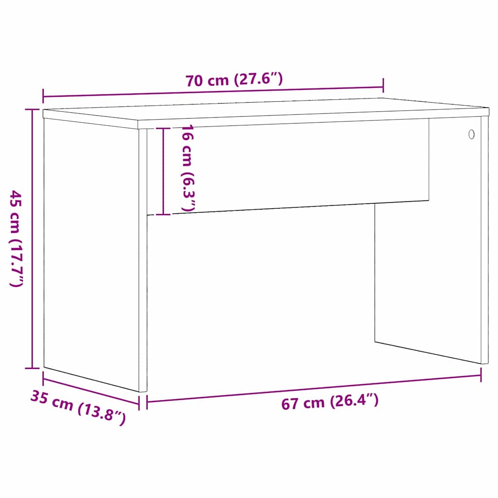 vidaXL Stołek do makijażu Czarny dąb 70 x 35 x 45 cm