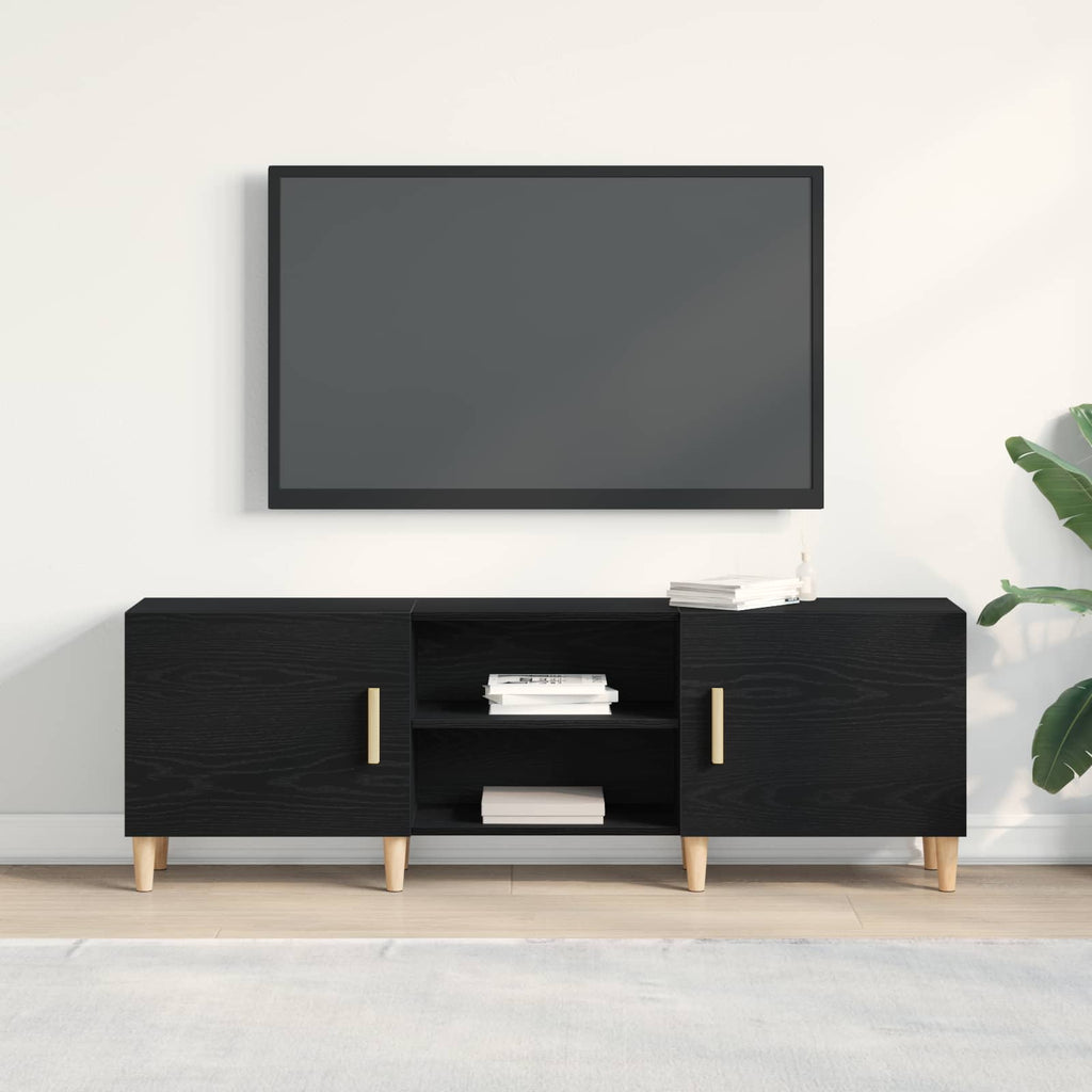 vidaXL Szafka pod telewizor Czarny Dąb 150 x 30 x 50 cm