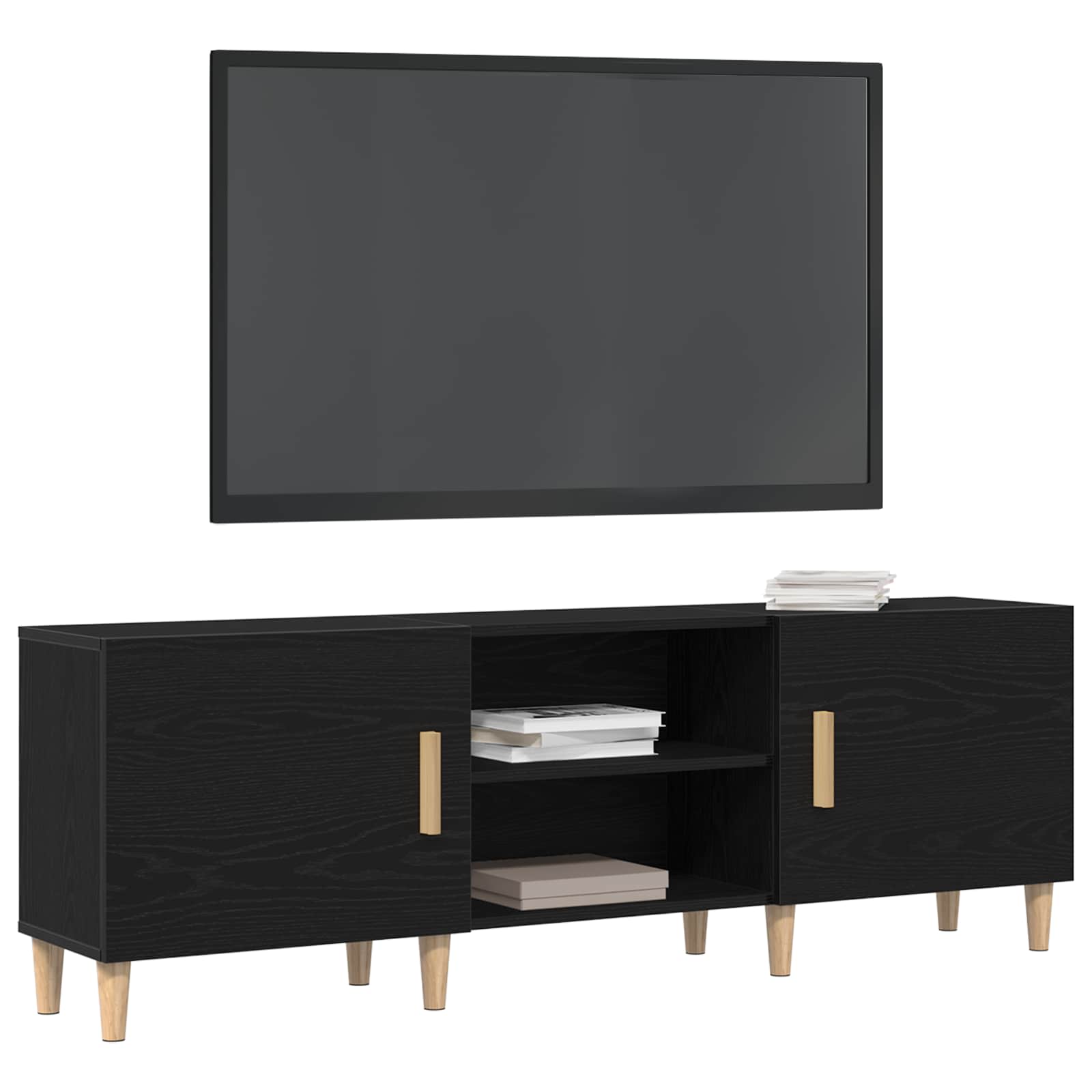 vidaXL Szafka pod telewizor Czarny Dąb 150 x 30 x 50 cm