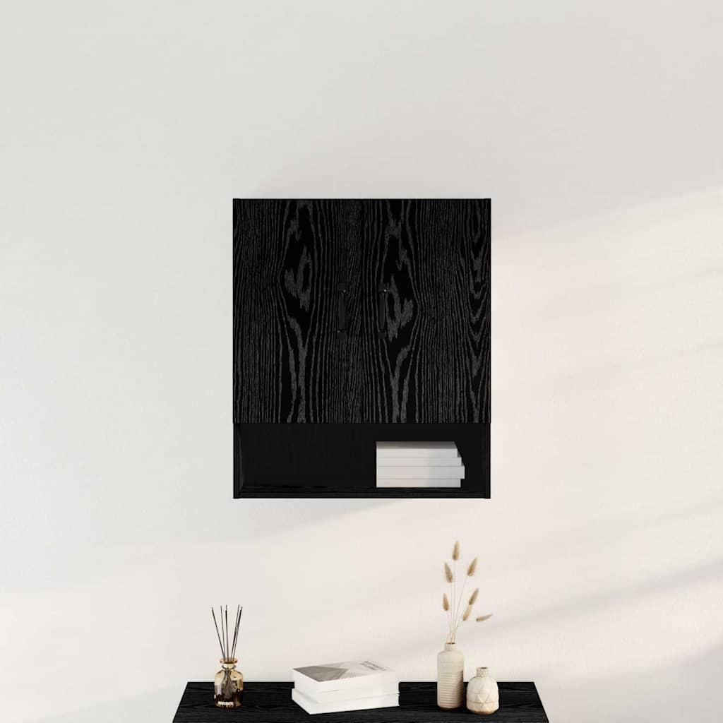 vidaXL Szafka ścienna Montowane na ścianie Czarny Dąb 60 x 30 x 70 cm