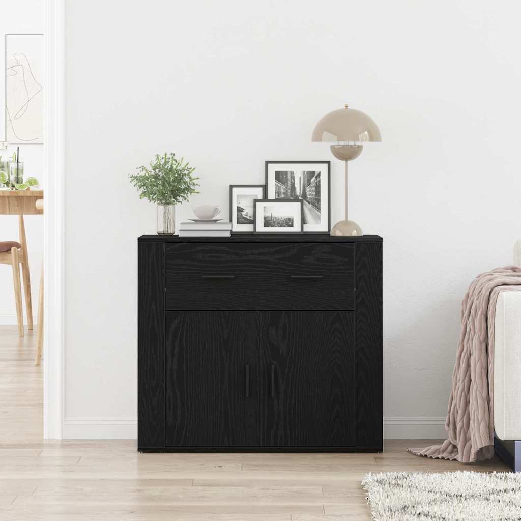 vidaXL Bufet Czarny Dąb 80 x 33 x 70 cm Materiał drewnopochodny