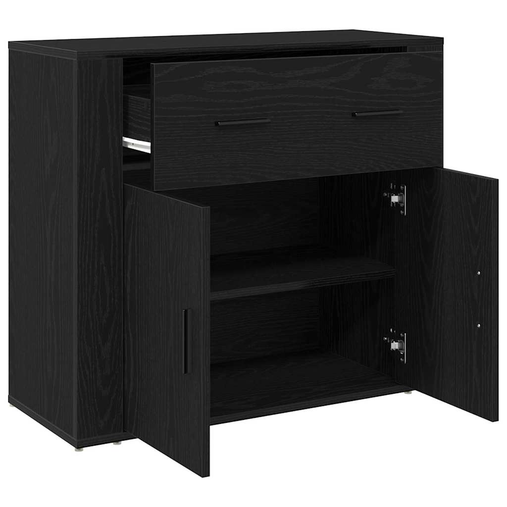 vidaXL Bufet Czarny Dąb 80 x 33 x 70 cm Materiał drewnopochodny