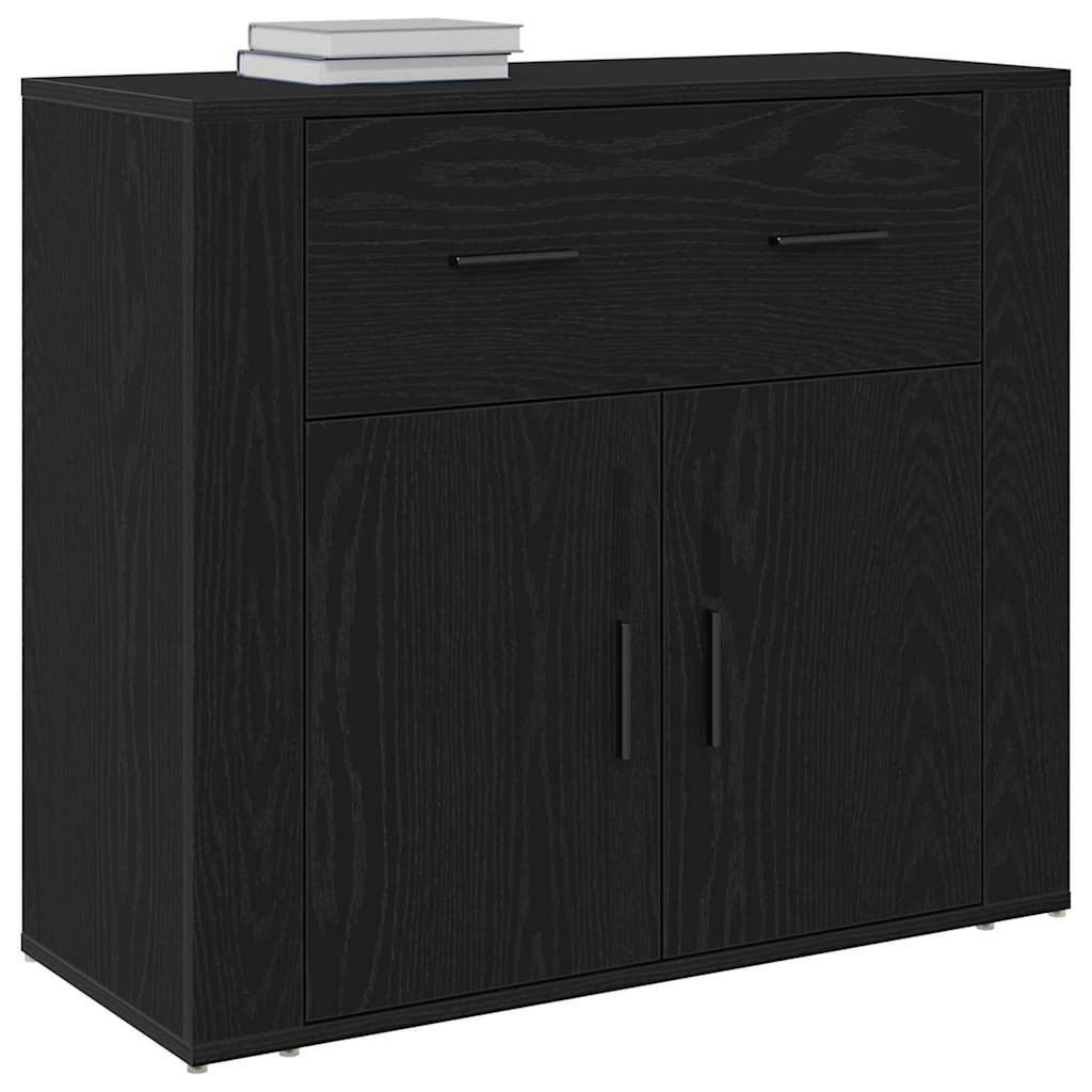 vidaXL Bufet Czarny Dąb 80 x 33 x 70 cm Materiał drewnopochodny