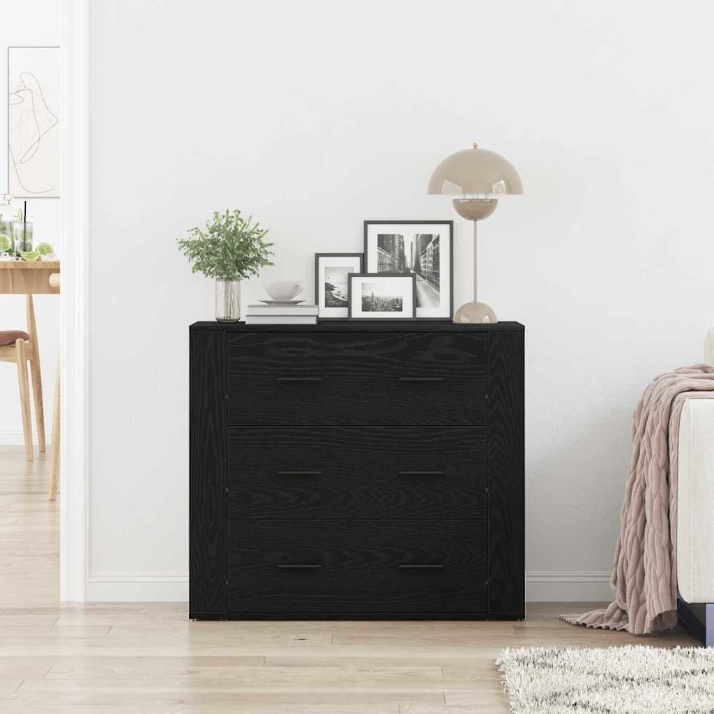 vidaXL Bufet Czarny Dąb 80 x 33 x 70 cm Materiał drewnopochodny