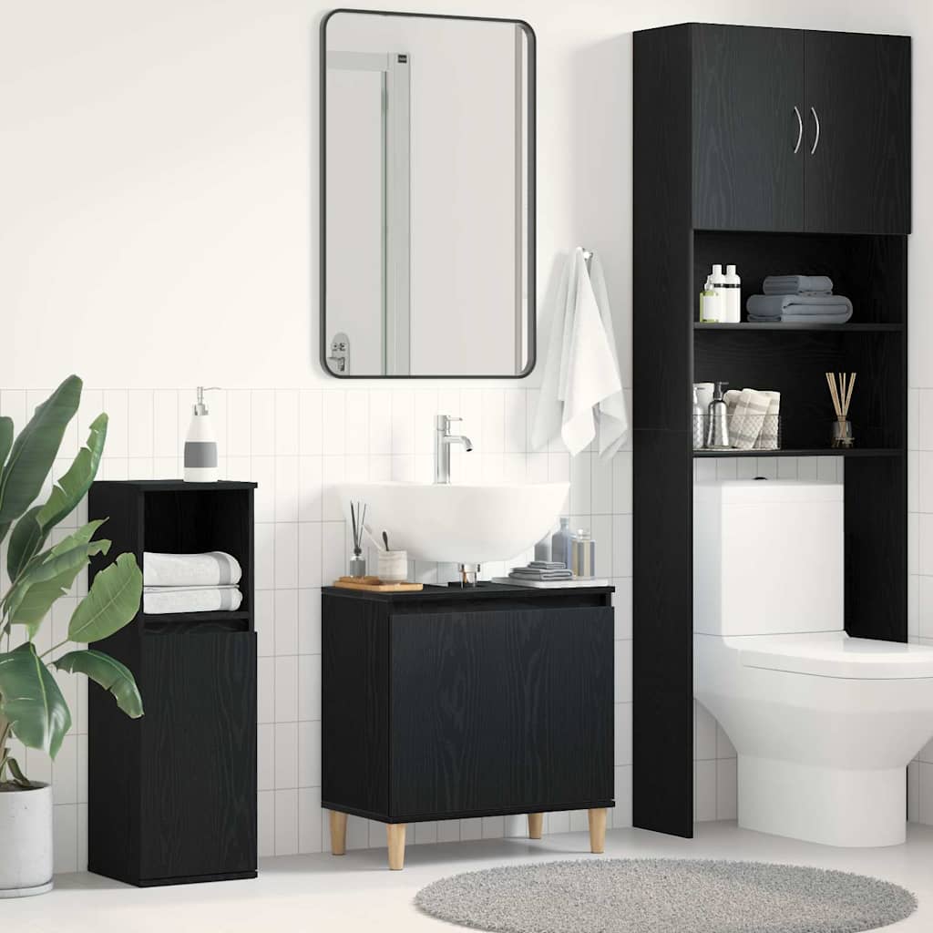 vidaXL Szafka pod umywalkę z półką Czarny Dąb 58 x 33 x 60 cm