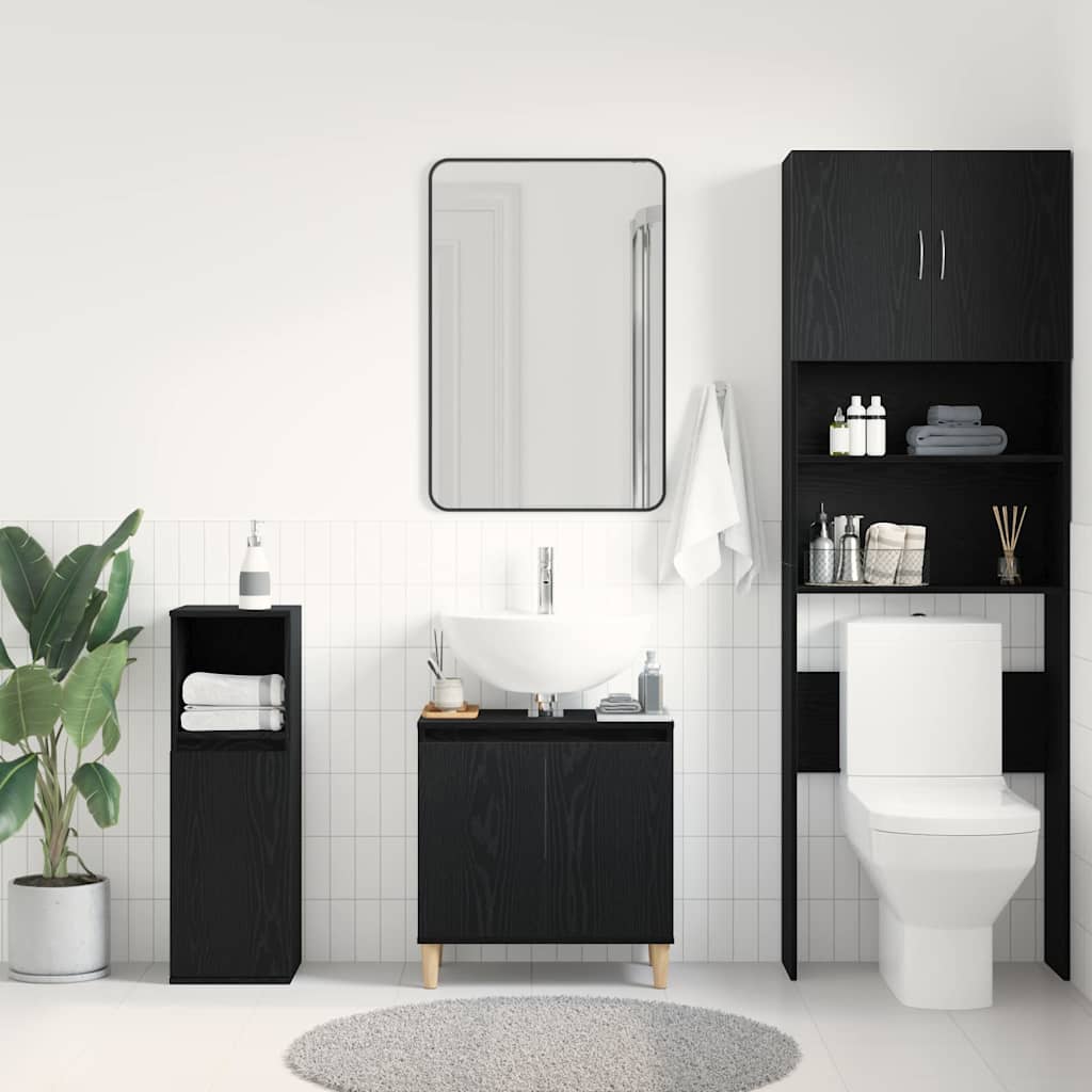 vidaXL Szafka pod umywalkę z półką Czarny Dąb 58 x 33 x 60 cm