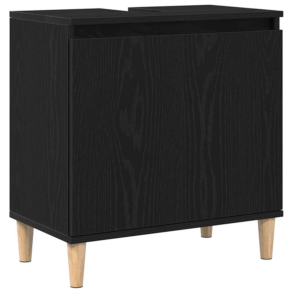 vidaXL Szafka pod umywalkę z półką Czarny Dąb 58 x 33 x 60 cm