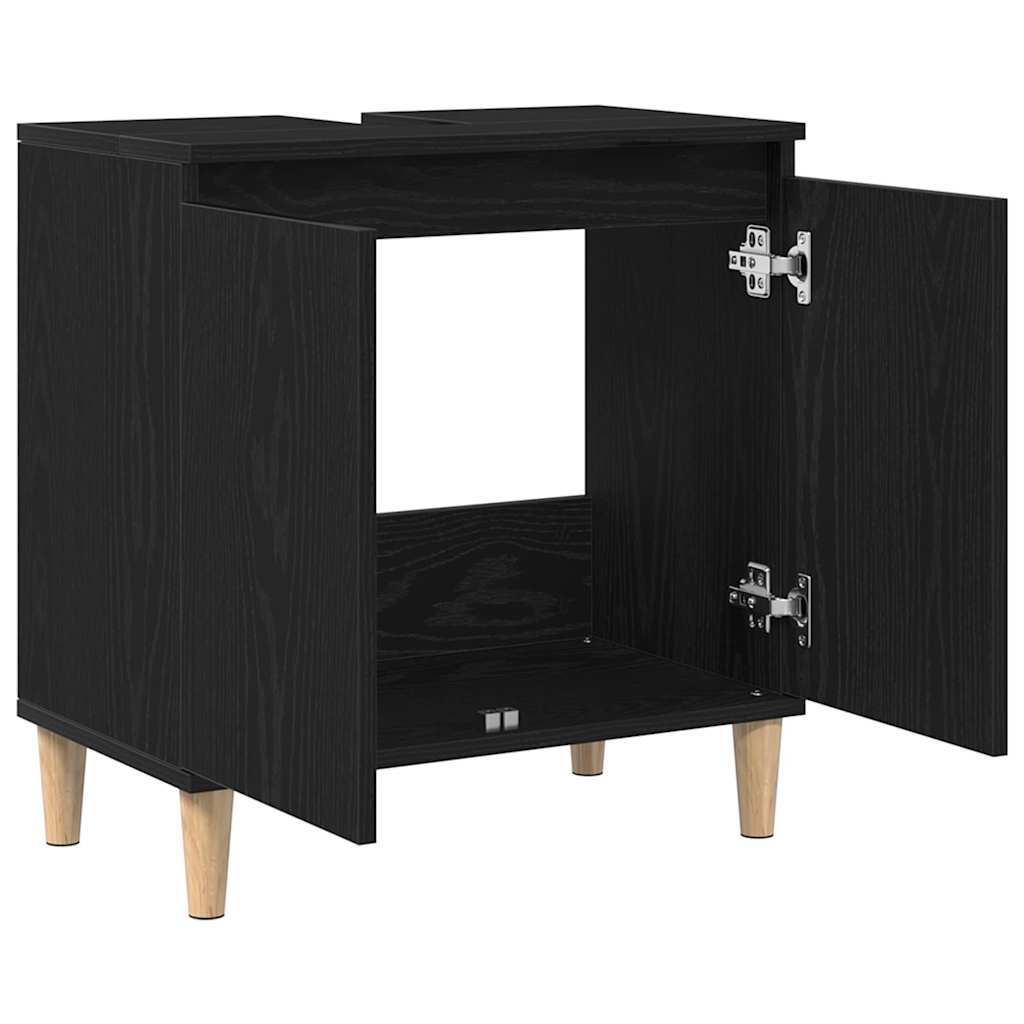 vidaXL Szafka pod umywalkę z półką Czarny Dąb 58 x 33 x 60 cm