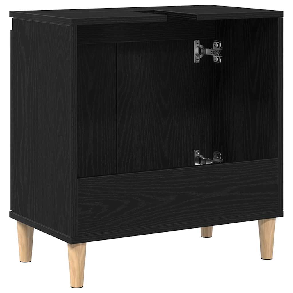 vidaXL Szafka pod umywalkę z półką Czarny Dąb 58 x 33 x 60 cm