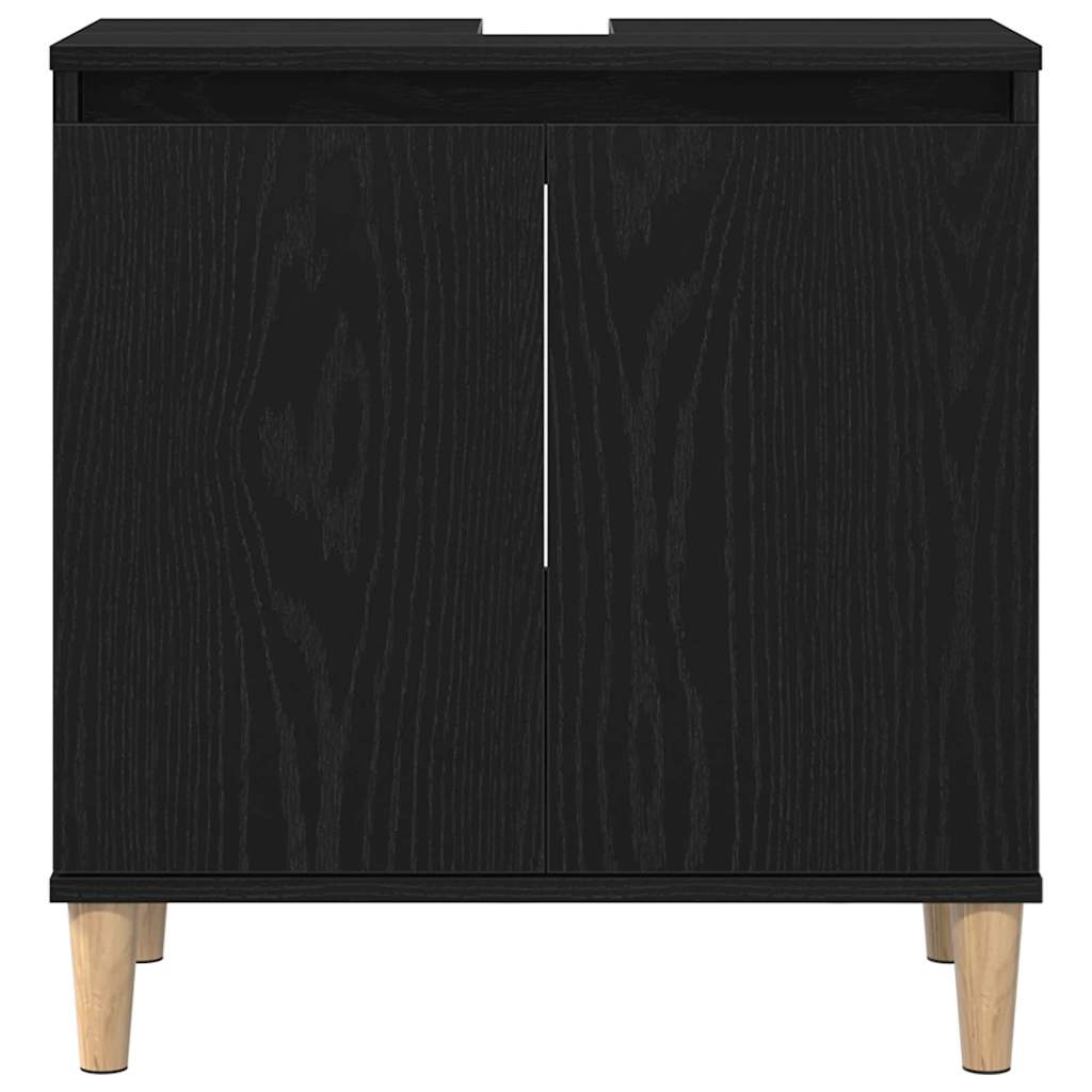 vidaXL Szafka pod umywalkę z półką Czarny Dąb 58 x 33 x 60 cm