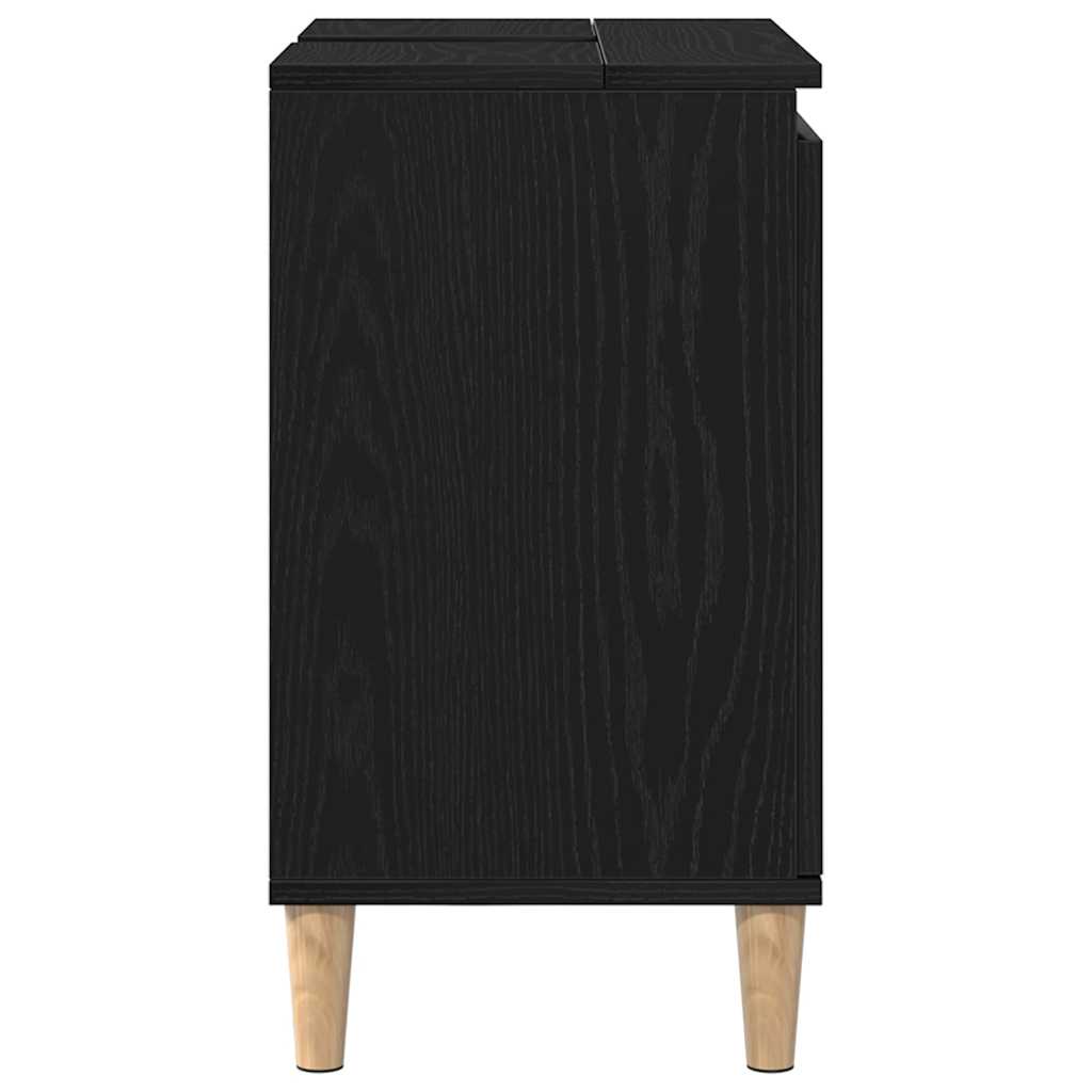 vidaXL Szafka pod umywalkę z półką Czarny Dąb 58 x 33 x 60 cm