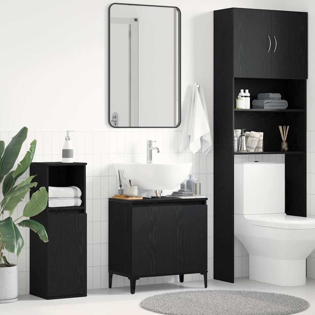 vidaXL Szafka pod umywalkę z półką Czarny Dąb 58 x 33 x 60 cm