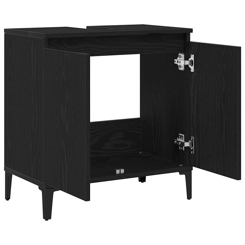vidaXL Szafka pod umywalkę z półką Czarny Dąb 58 x 33 x 60 cm