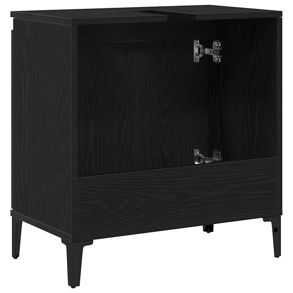 vidaXL Szafka pod umywalkę z półką Czarny Dąb 58 x 33 x 60 cm