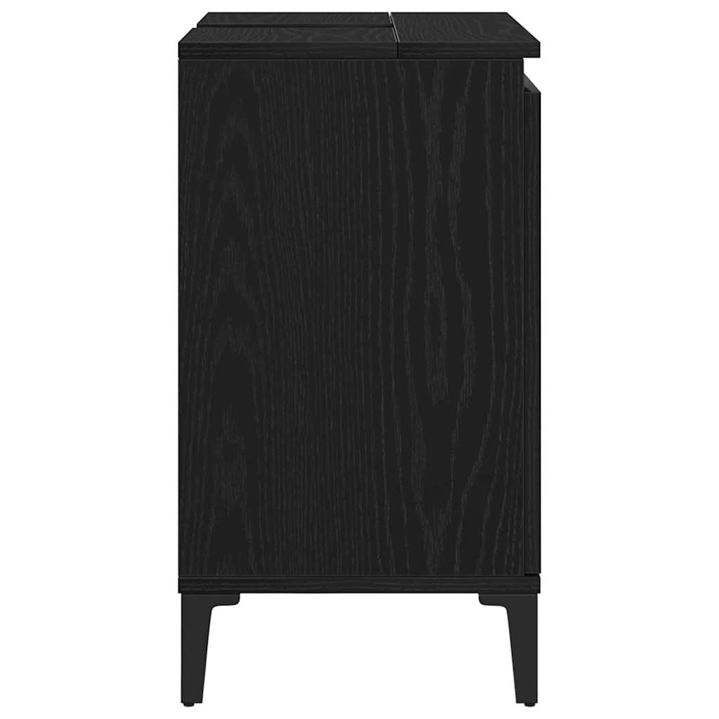 vidaXL Szafka pod umywalkę z półką Czarny Dąb 58 x 33 x 60 cm