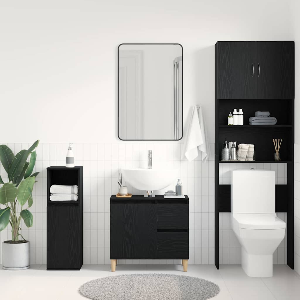 vidaXL Szafka Łazienkowa z szufladą z półką Czarny Dąb 65 x 33 x 60 cm