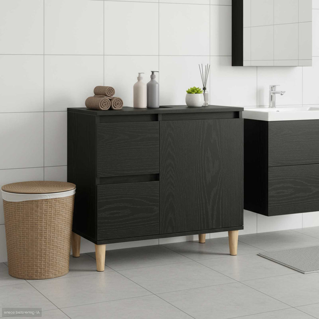 vidaXL Szafka Łazienkowa z szufladą z półką Czarny Dąb 65 x 33 x 60 cm