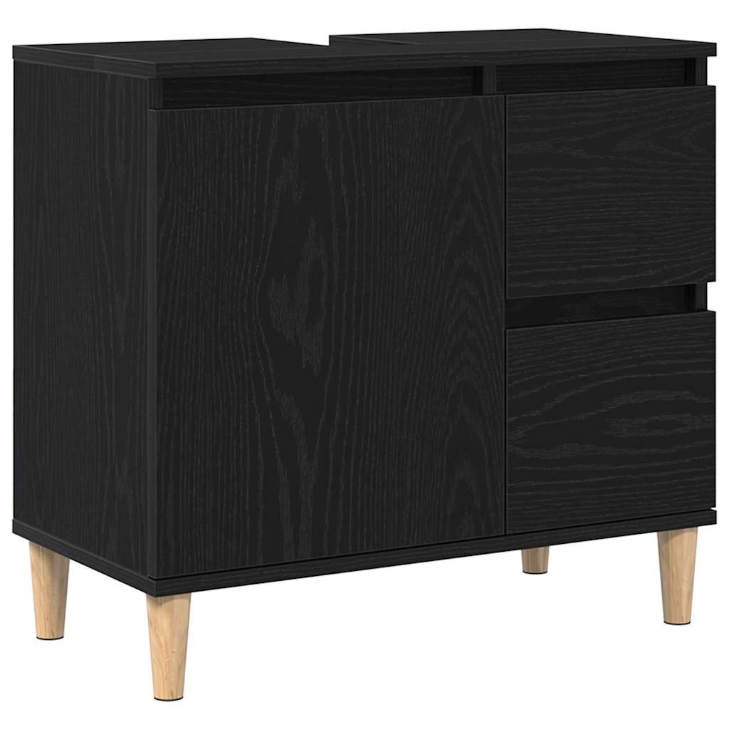 vidaXL Szafka Łazienkowa z szufladą z półką Czarny Dąb 65 x 33 x 60 cm