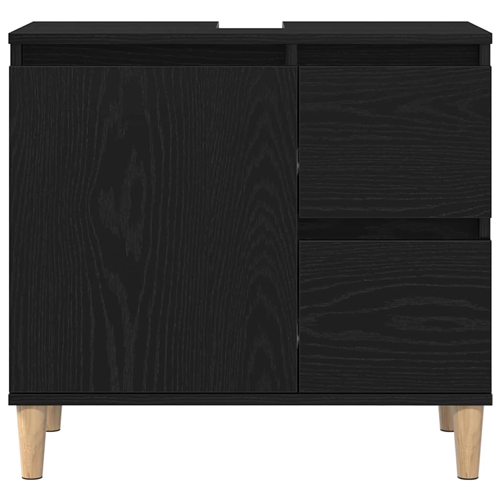 vidaXL Szafka Łazienkowa z szufladą z półką Czarny Dąb 65 x 33 x 60 cm