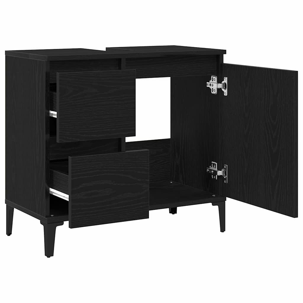 vidaXL Szafka Łazienkowa z szufladą z półką Czarny Dąb 65 x 33 x 60 cm