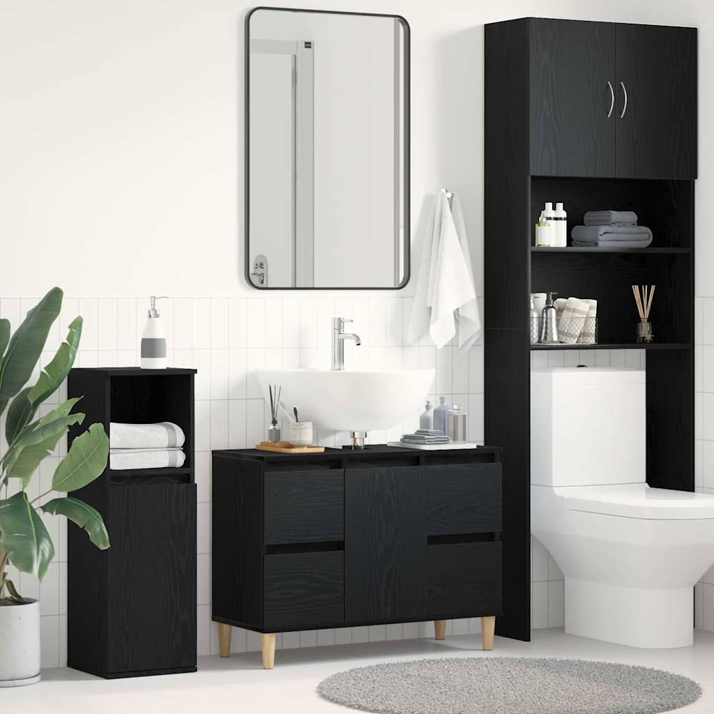 vidaXL Szafka pod umywalkę z szufladą Czarny Dąb 80 x 33 x 60 cm