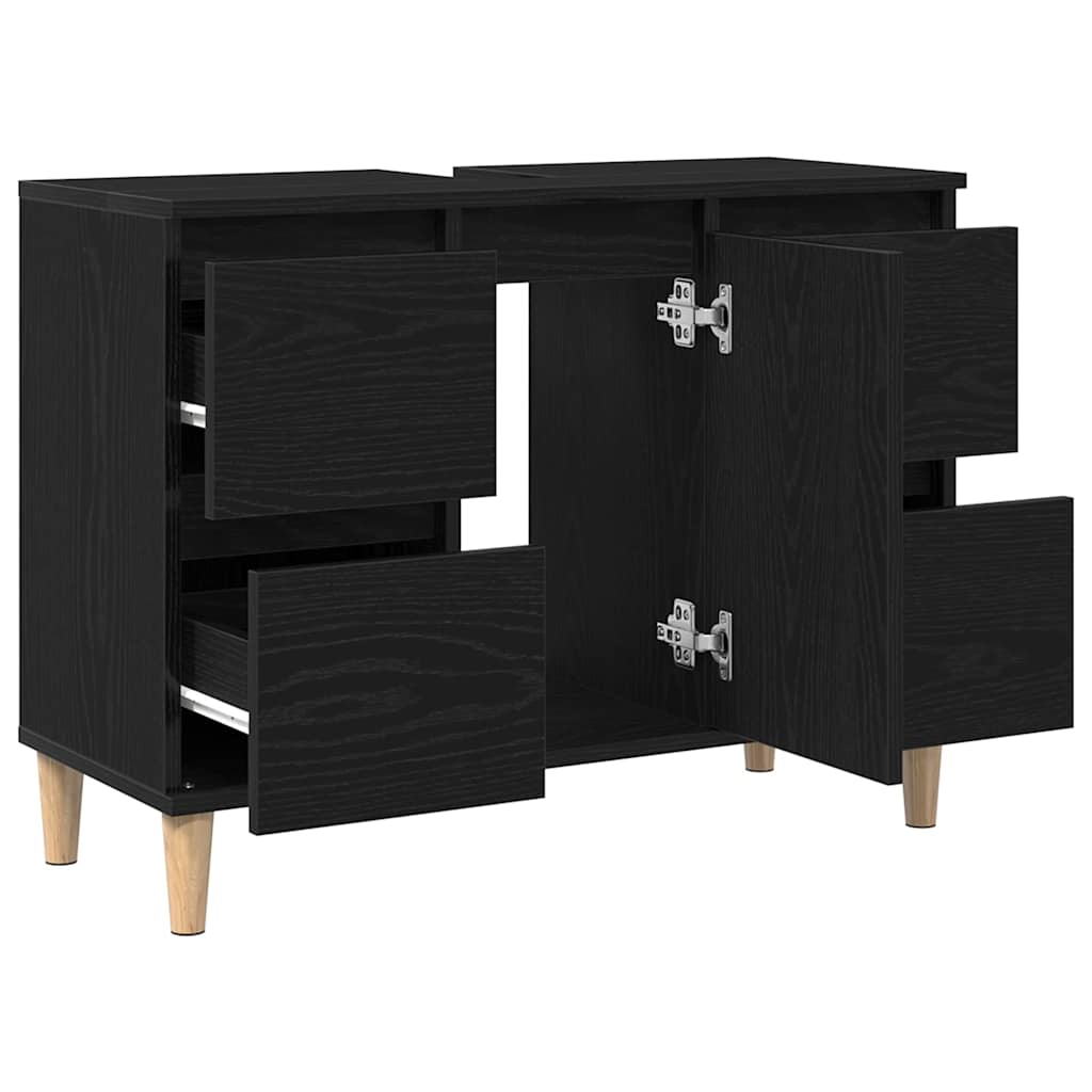 vidaXL Szafka pod umywalkę z szufladą Czarny Dąb 80 x 33 x 60 cm