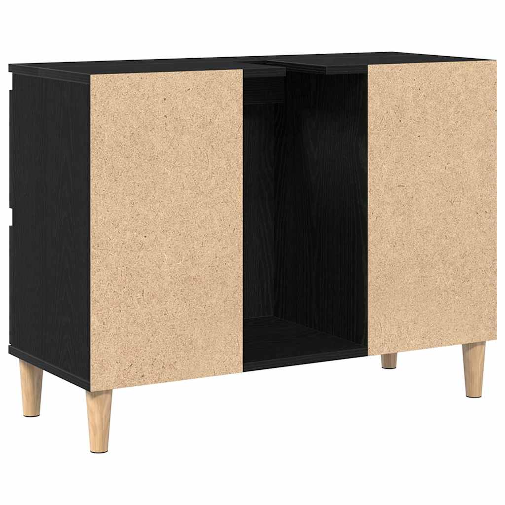 vidaXL Szafka pod umywalkę z szufladą Czarny Dąb 80 x 33 x 60 cm