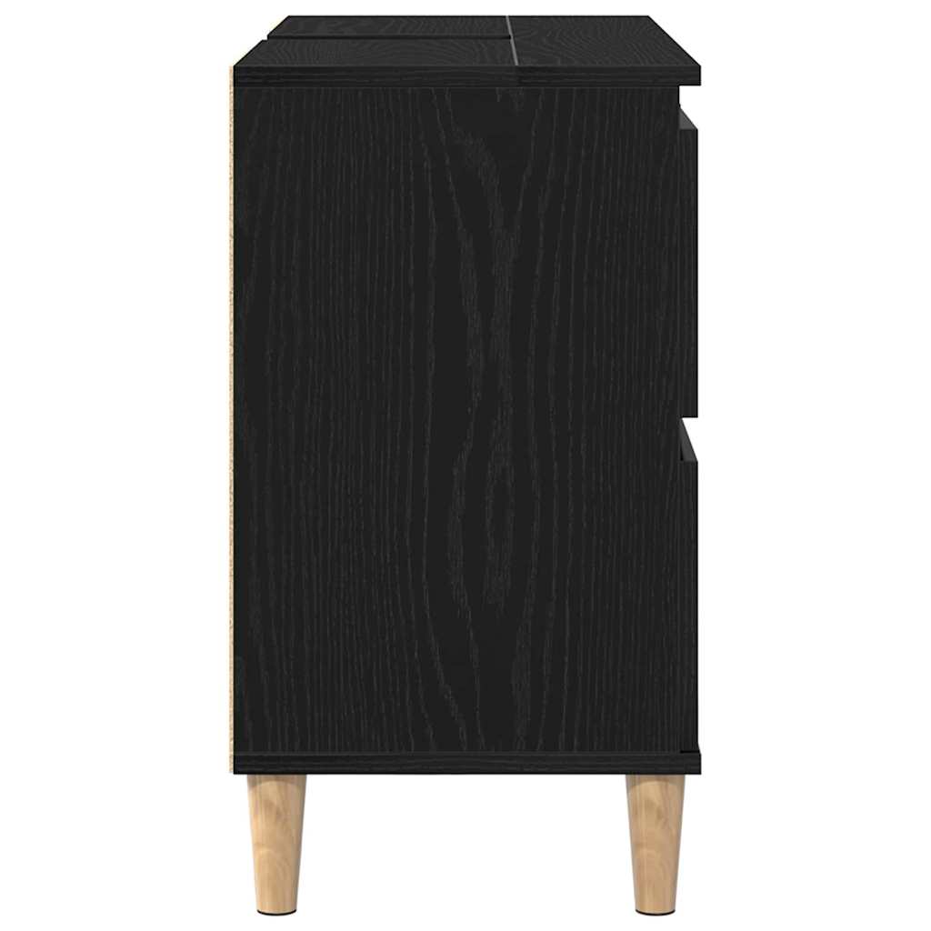 vidaXL Szafka pod umywalkę z szufladą Czarny Dąb 80 x 33 x 60 cm