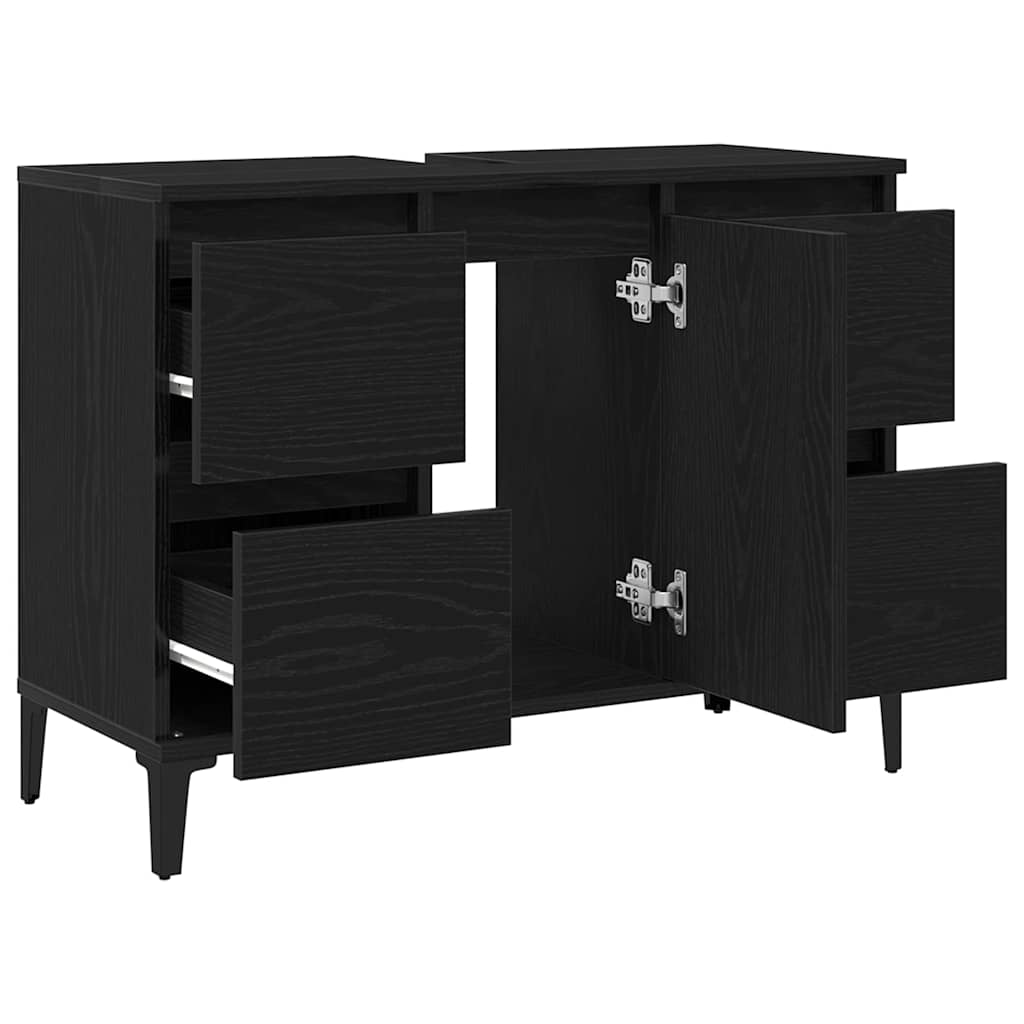 vidaXL Szafka pod umywalkę z szufladą Czarny Dąb 80 x 33 x 60 cm