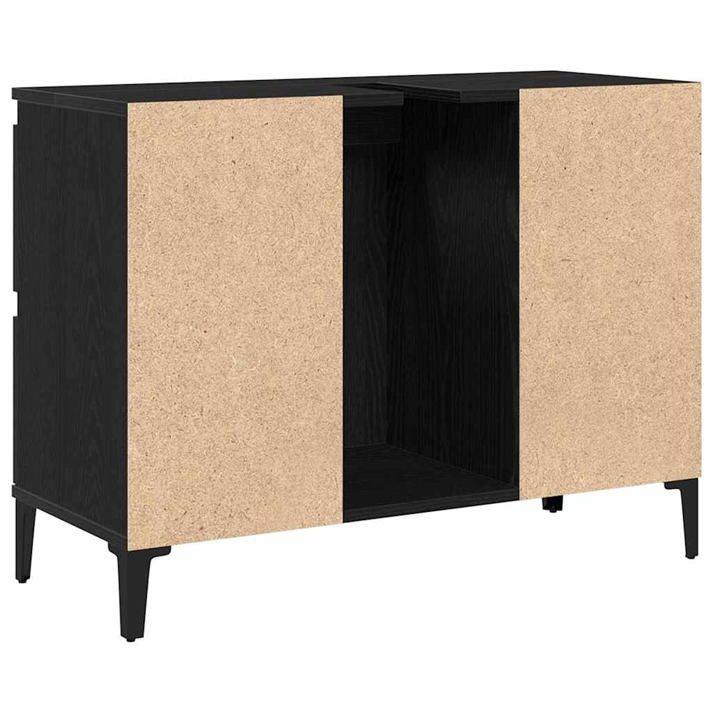 vidaXL Szafka pod umywalkę z szufladą Czarny Dąb 80 x 33 x 60 cm