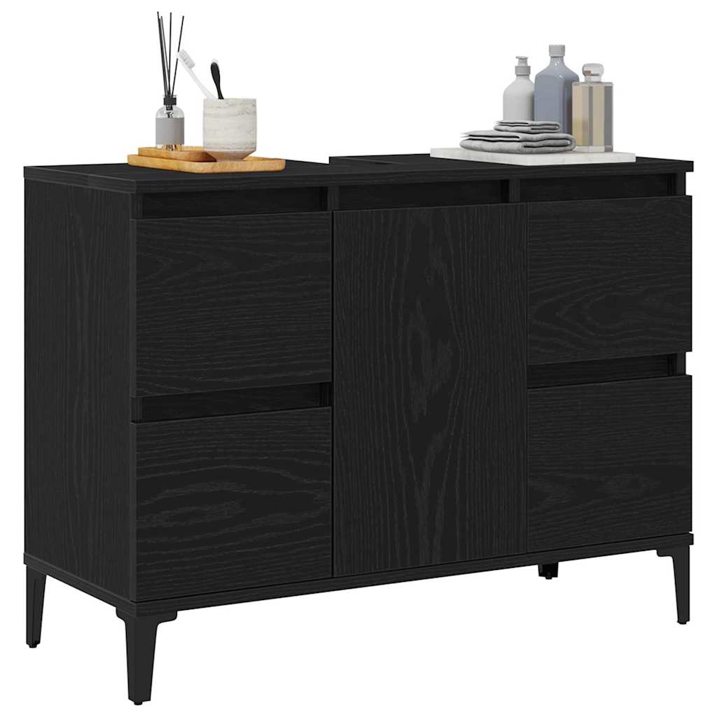 vidaXL Szafka pod umywalkę z szufladą Czarny Dąb 80 x 33 x 60 cm