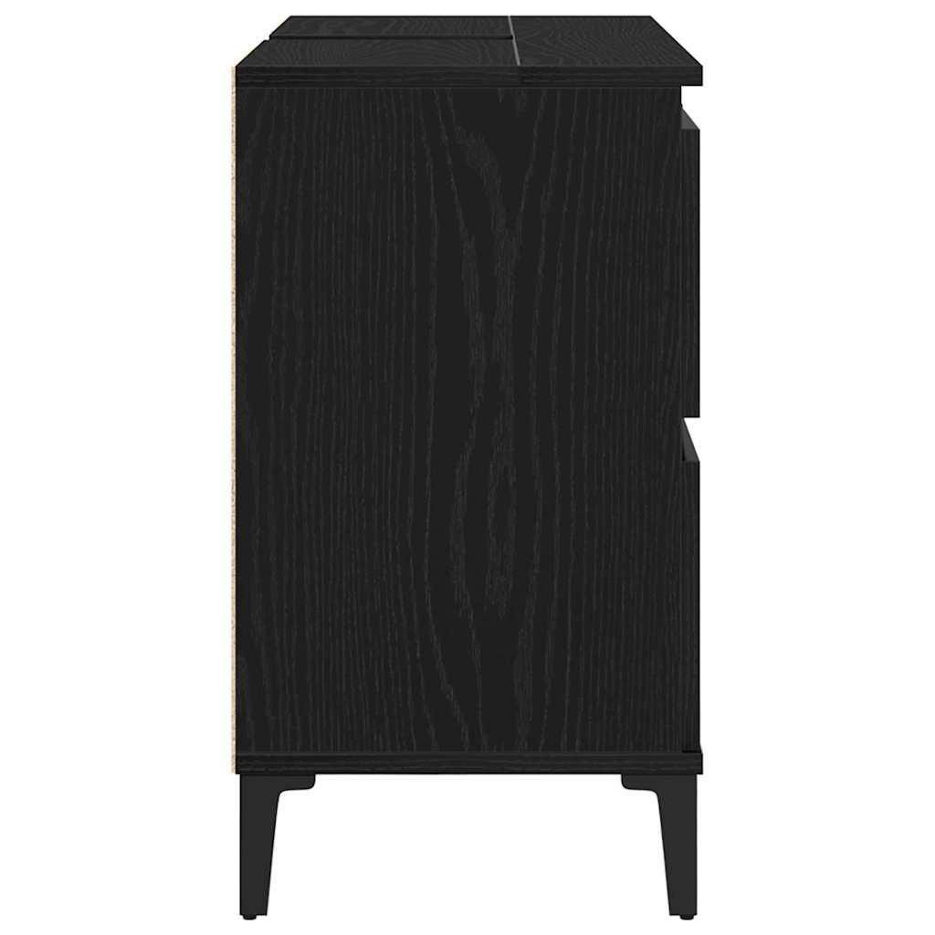 vidaXL Szafka pod umywalkę z szufladą Czarny Dąb 80 x 33 x 60 cm