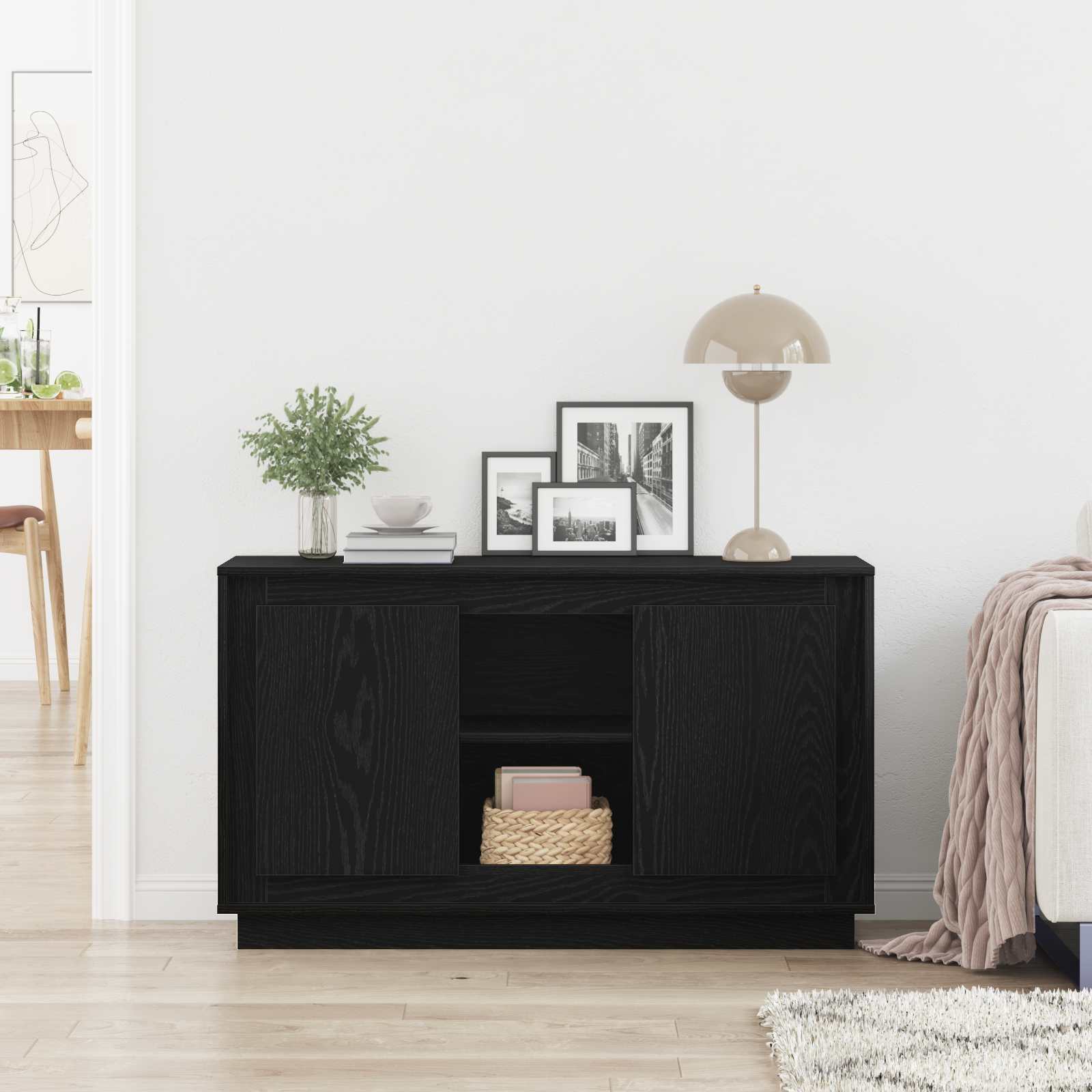 vidaXL Bufet Czarny Dąb 102 x 35 x 60 cm Materiał drewnopochodny