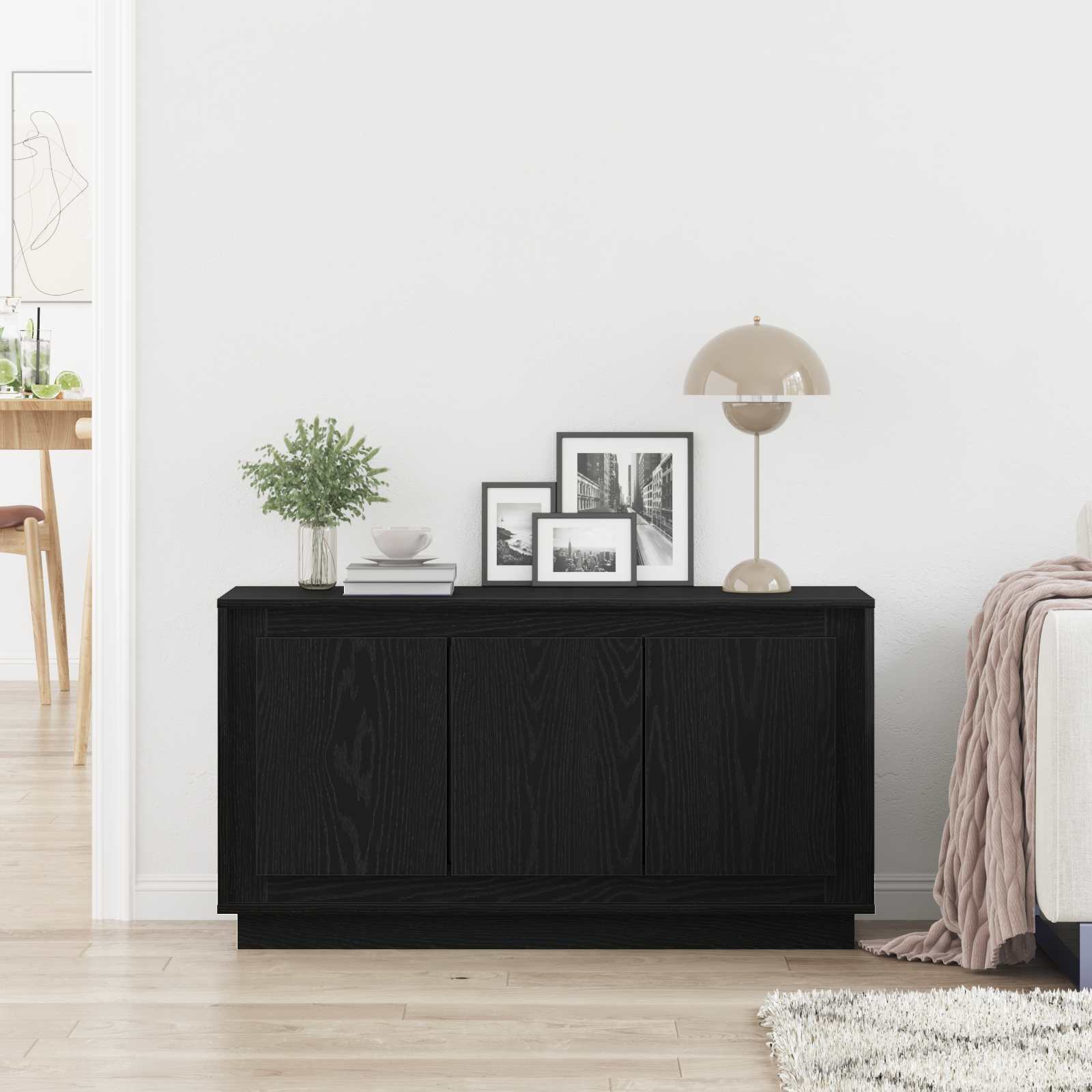 vidaXL Bufet Czarny Dąb 102 x 35 x 55 cm Materiał drewnopochodny