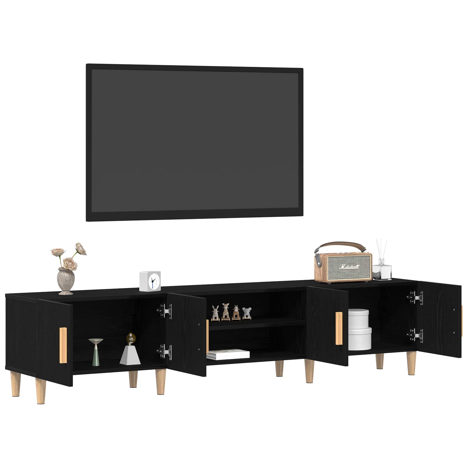 vidaXL Szafka pod telewizor Czarny Dąb 180 x 31,5 x 40 cm