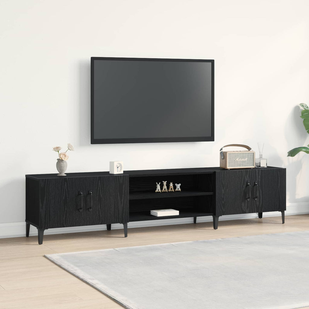 vidaXL Szafka pod telewizor Czarny Dąb 180 x 31,5 x 40 cm