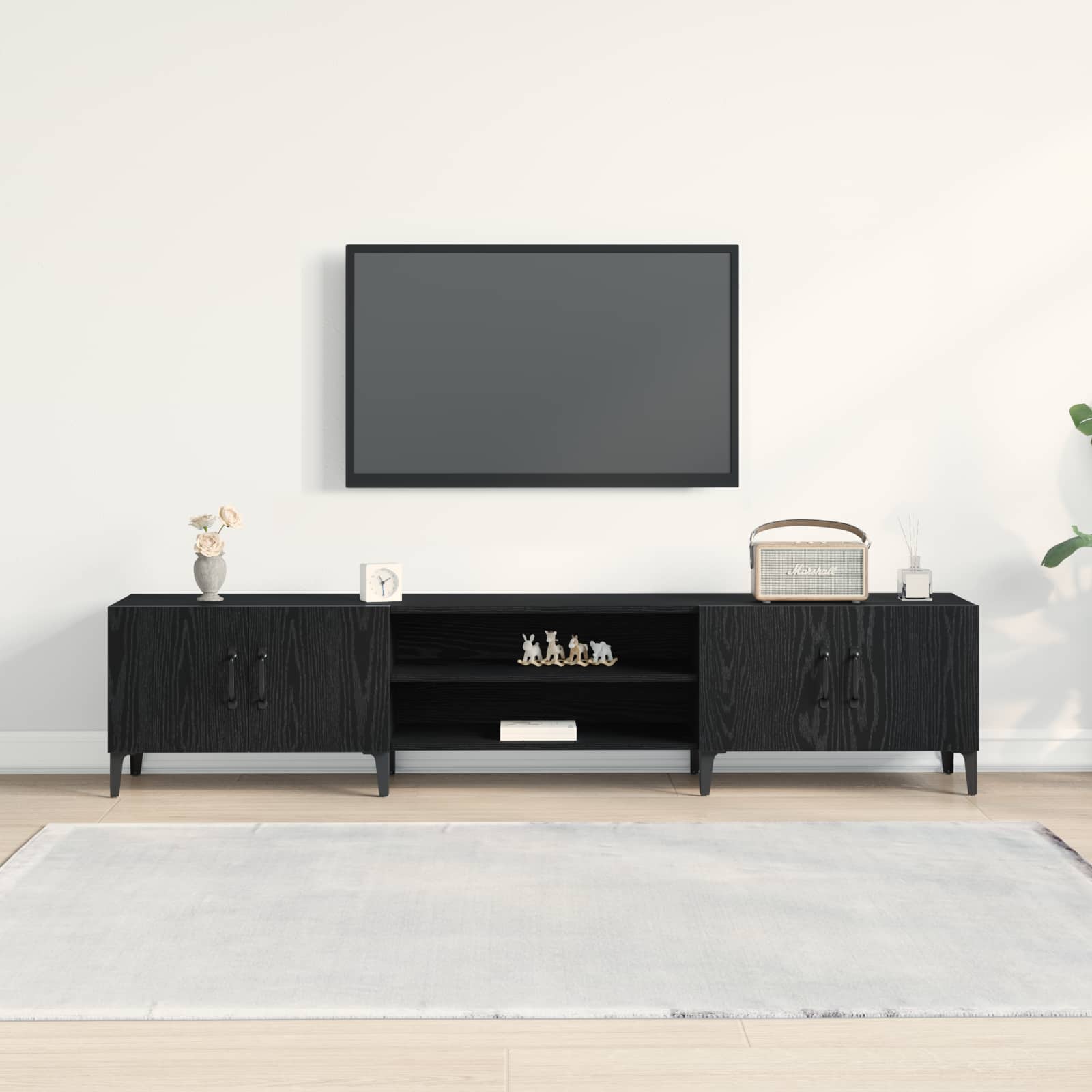 vidaXL Szafka pod telewizor Czarny Dąb 180 x 31,5 x 40 cm