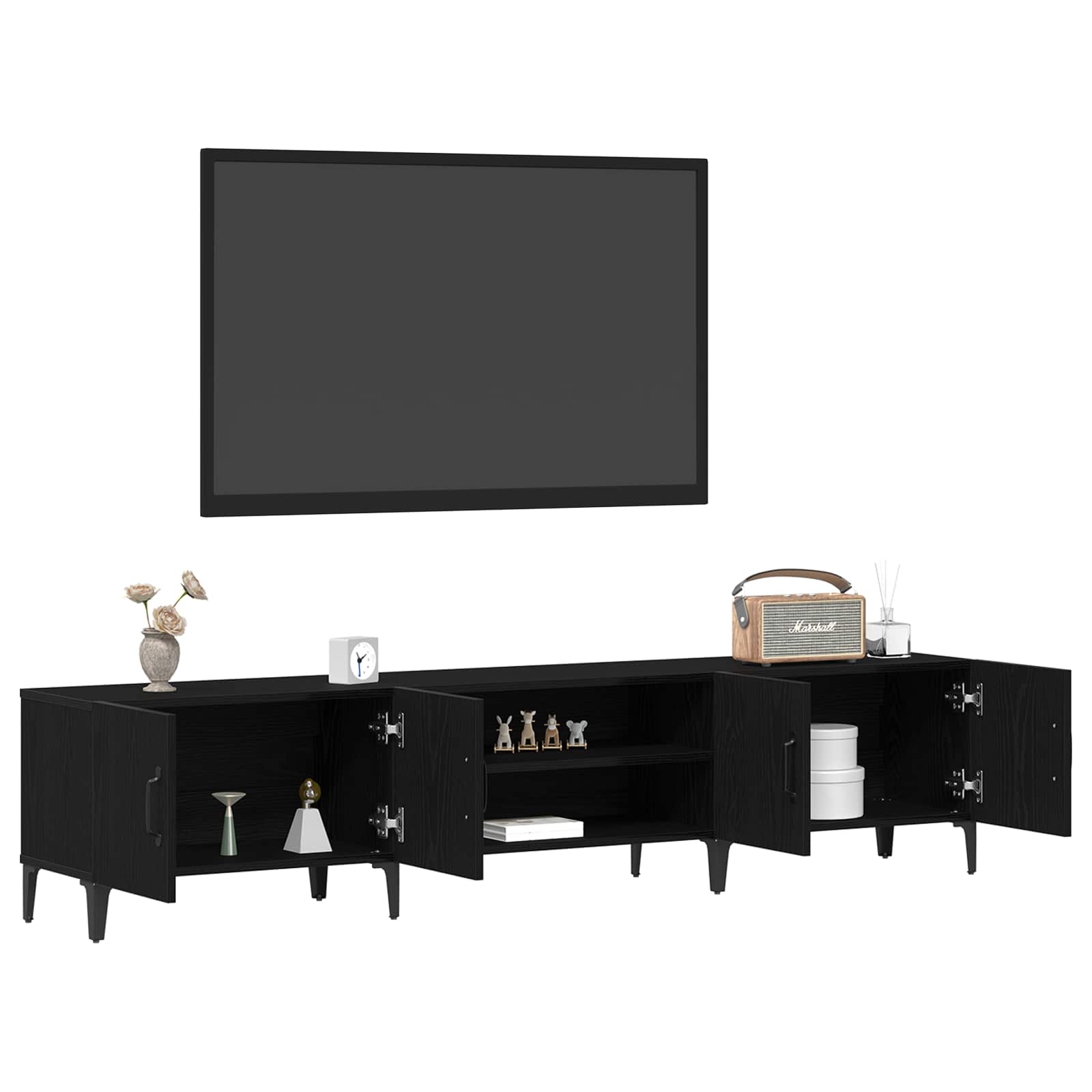 vidaXL Szafka pod telewizor Czarny Dąb 180 x 31,5 x 40 cm