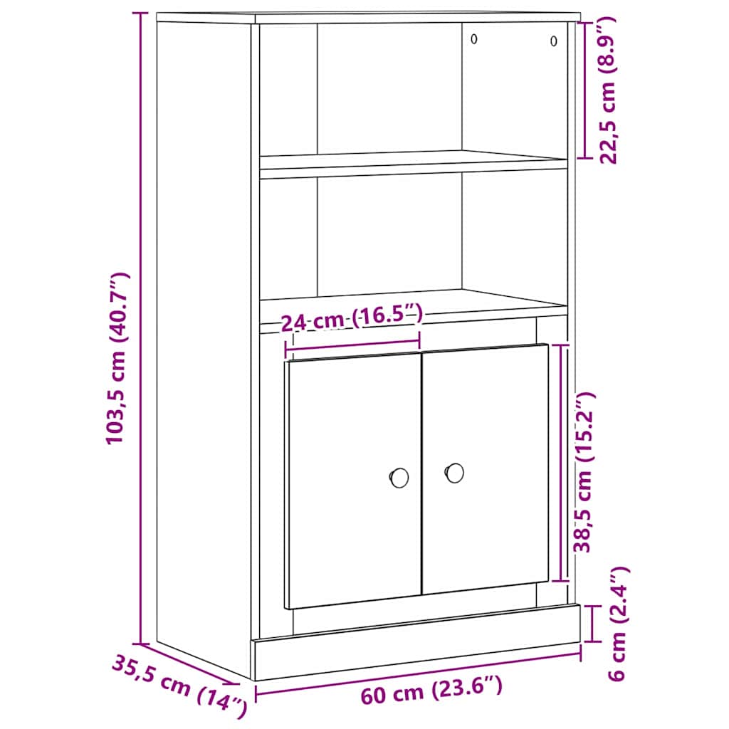vidaXL Wysoki stół bufetowy Czarny Dąb 60 x 35.5 x 103.5 cm