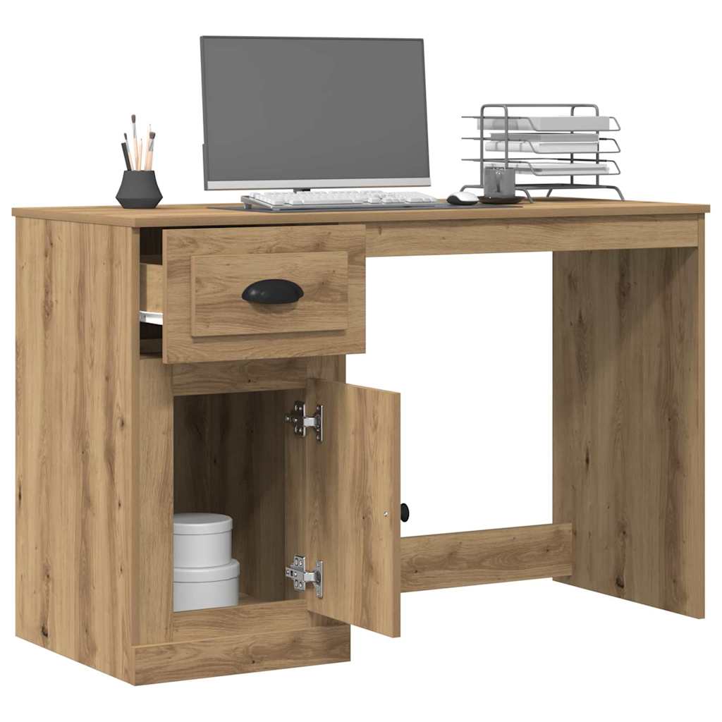 vidaXL Biurko z szufladą z drzwiami Dąb rzemieślniczy 50 x 115 x 75 cm