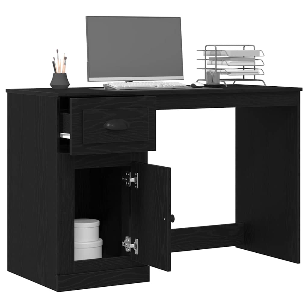 vidaXL Biurko Czarny Dąb 50 x 115 x 75 cm Materiał drewnopochodny
