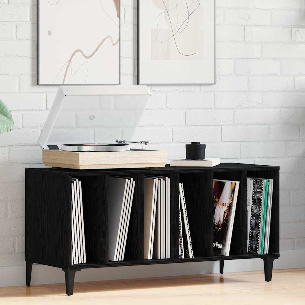vidaXL Szafka na płyty winylowe z półką Czarny Dąb 100 x 38 x 48 cm
