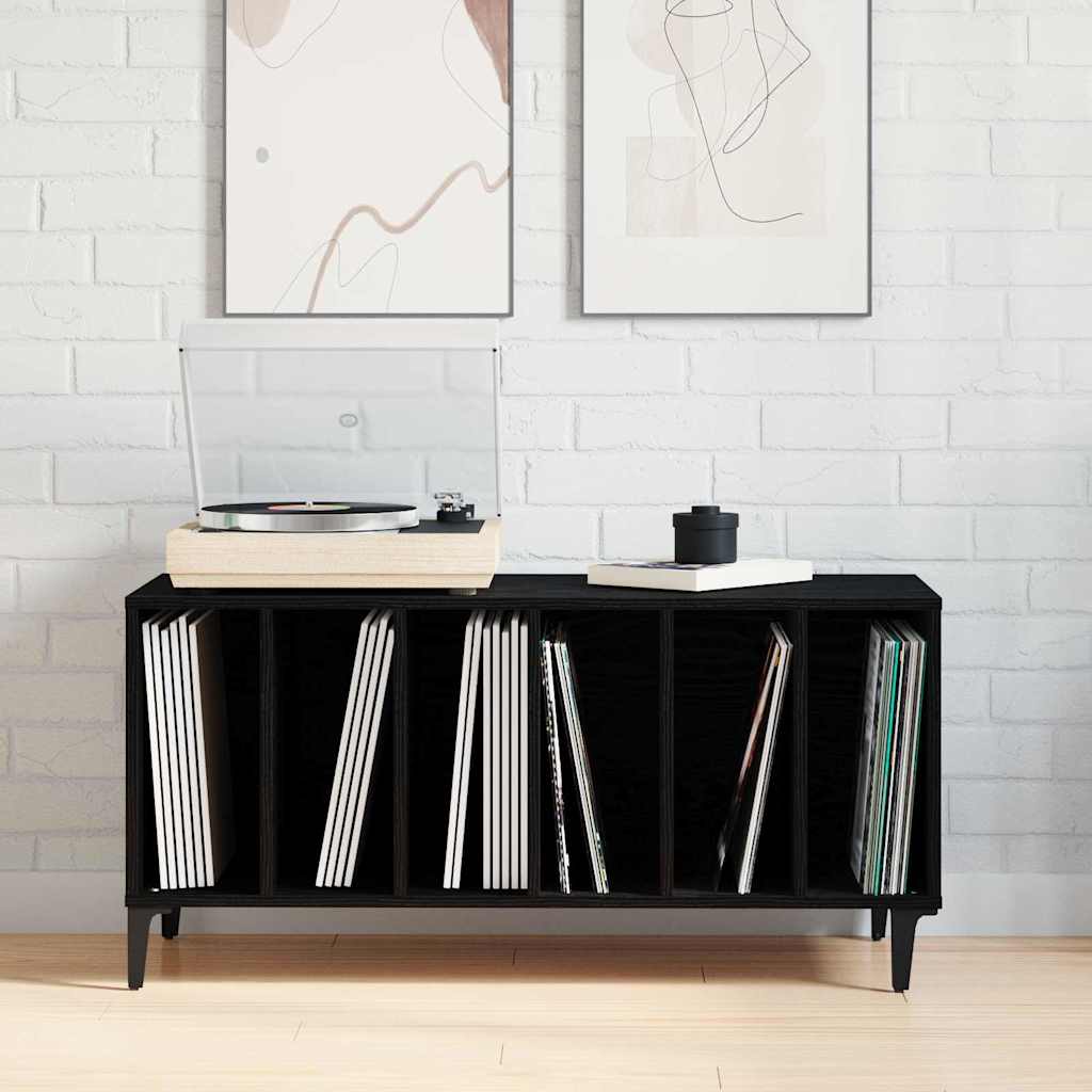 vidaXL Szafka na płyty winylowe z półką Czarny Dąb 100 x 38 x 48 cm