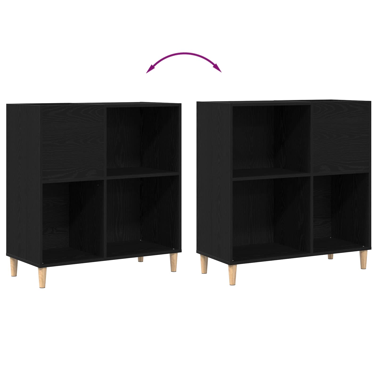 vidaXL Szafka na płyty winylowe z półką Czarny Dąb 84,5 x 38 x 89 cm